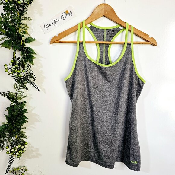 Champion Womens Medium Gray & Green Racerback Tank Top XS ~TT124.3 - Picture 1 of 4